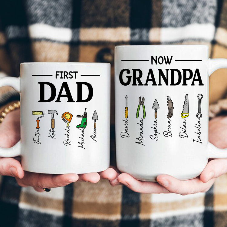 First-Dad-Now-Grandpa-Mug-With-Kids'-Names,-Daddy-Papa-Garage,-New-Grandpa-Father's-Day-Gifts-Personalized-Mug-5