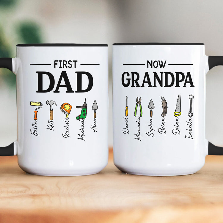 First-Dad-Now-Grandpa-Mug-With-Kids'-Names,-Daddy-Papa-Garage,-New-Grandpa-Father's-Day-Gifts-Personalized-Mug-7
