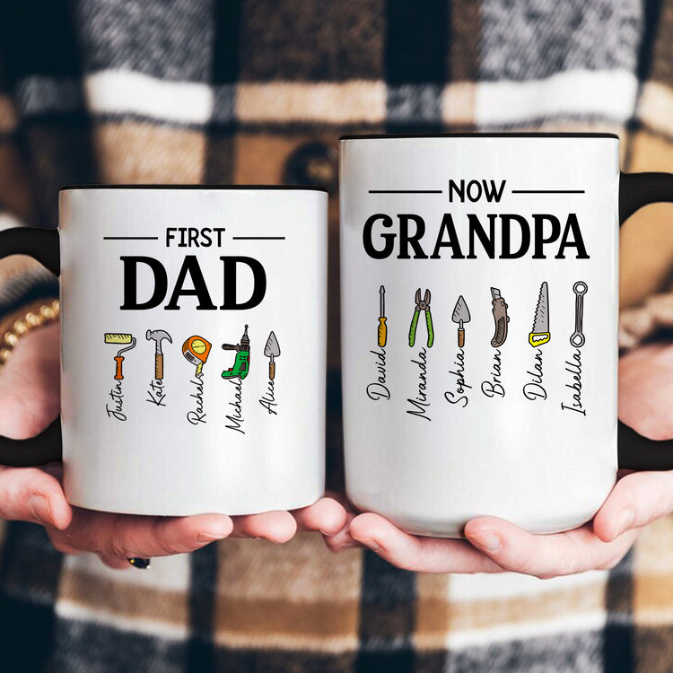 First-Dad-Now-Grandpa-Mug-With-Kids'-Names,-Daddy-Papa-Garage,-New-Grandpa-Father's-Day-Gifts-Personalized-Mug-8