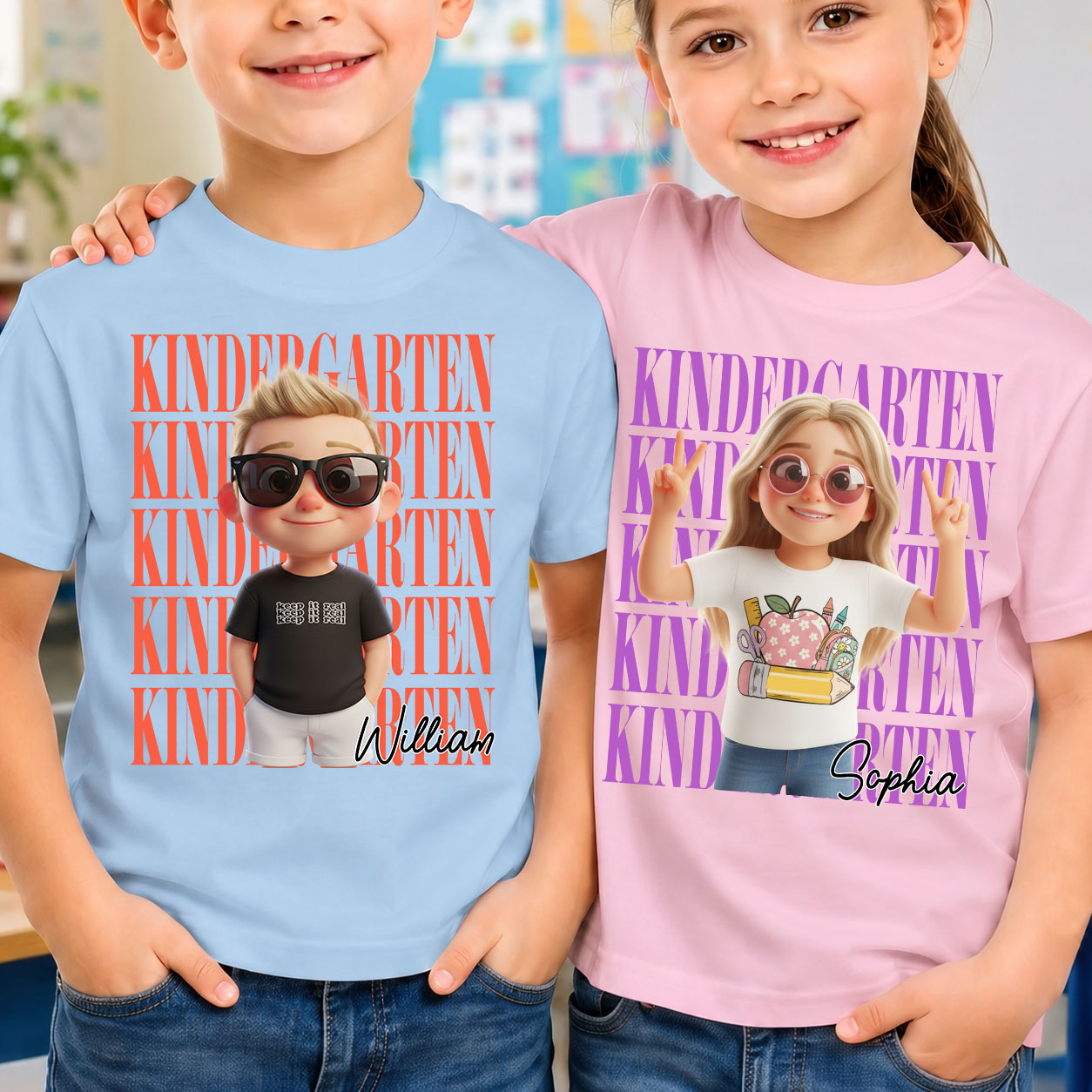 First-Day-Of-School-Custom-Cartoon-Style-Personalized-Shirt-3