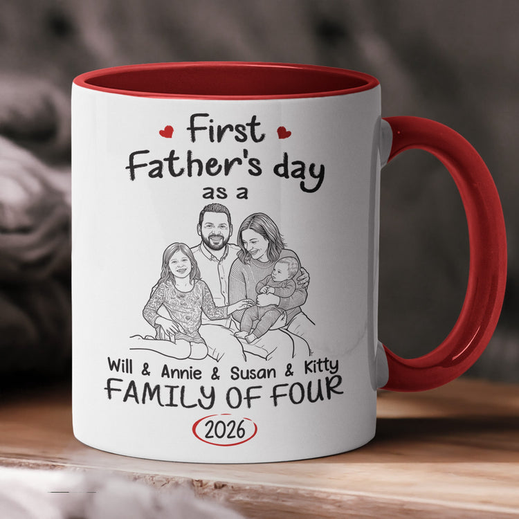 First_Fathers_Day_Gift_Custom_Photo_Sketch_Line_Art_Personalized_Mug_2