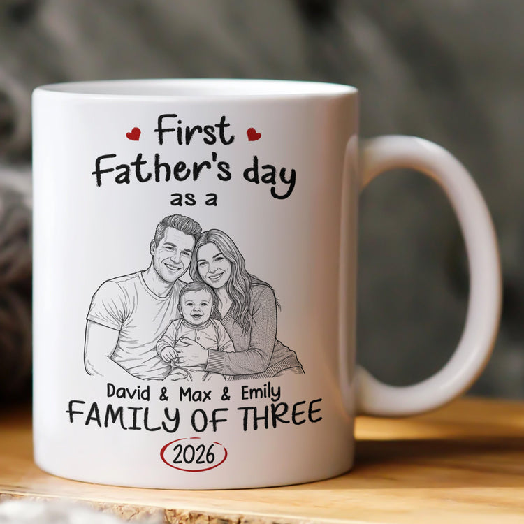 First_Fathers_Day_Gift_Custom_Photo_Sketch_Line_Art_Personalized_Mug_3