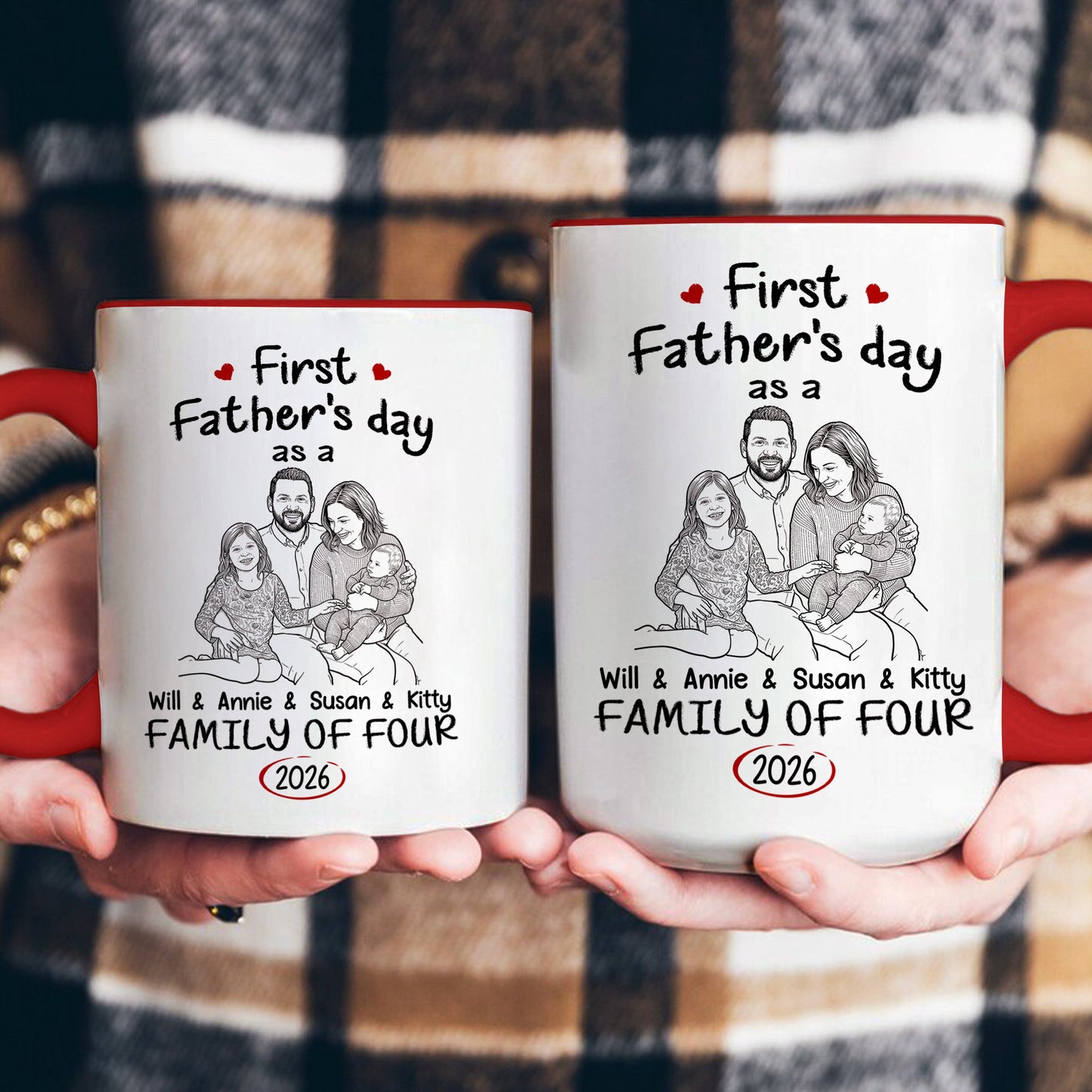 First_Fathers_Day_Gift_Custom_Photo_Sketch_Line_Art_Personalized_Mug_4