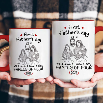 First_Fathers_Day_Gift_Custom_Photo_Sketch_Line_Art_Personalized_Mug_4