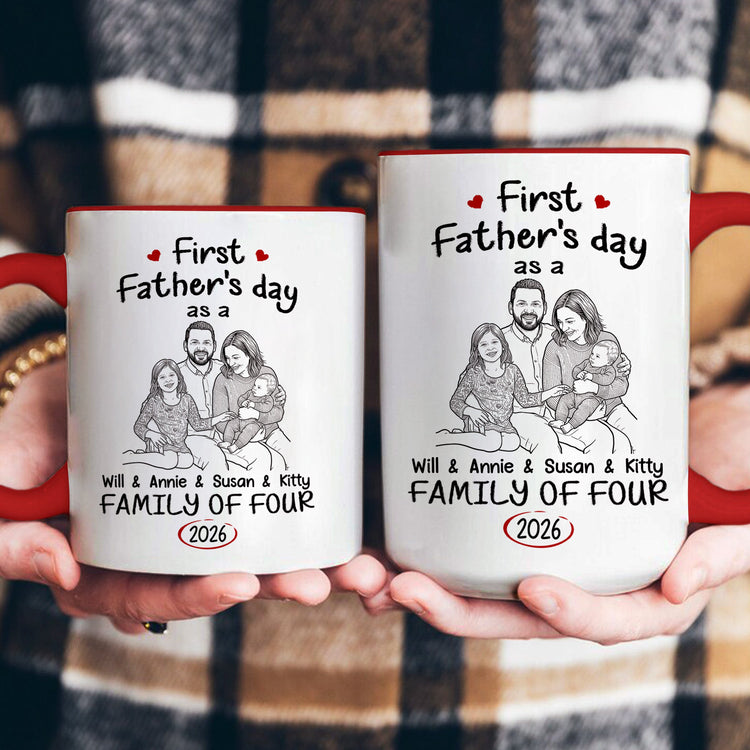 First_Fathers_Day_Gift_Custom_Photo_Sketch_Line_Art_Personalized_Mug_4
