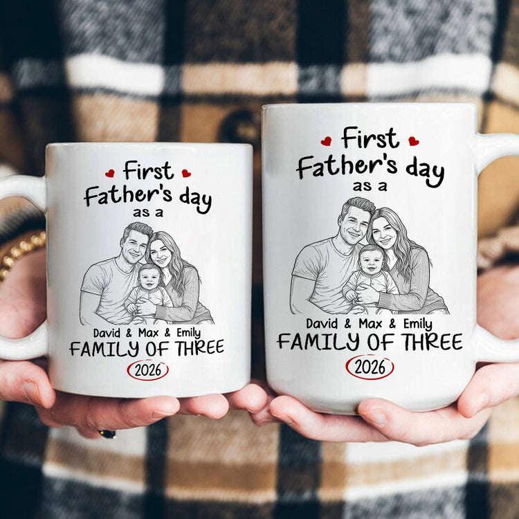 First_Fathers_Day_Gift_Custom_Photo_Sketch_Line_Art_Personalized_Mug_5
