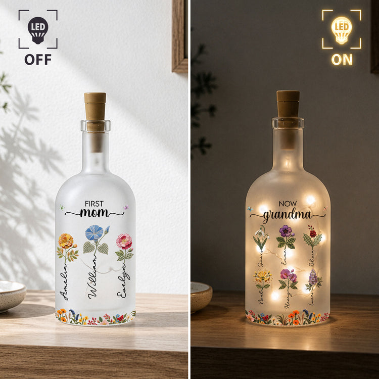 First-Mom-Now-Grandma-Birthflower-Patchwork-Print-Personalized-Bottle-Lamp-3