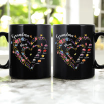 First-Mom-Now-Grandma-Heart-Flower-With-Kids'-Names-&-Birth-Flower-Black-Ver-Personalized-Mug-2