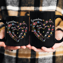 First-Mom-Now-Grandma-Heart-Flower-With-Kids'-Names-&-Birth-Flower-Black-Ver-Personalized-Mug-4