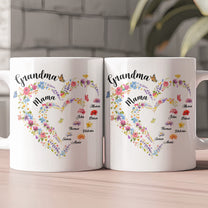 First-Mom-Now-Grandma-Heart-Flower-With-Kids'-Names-&-Birth-Flower-Personalized-Mug-3
