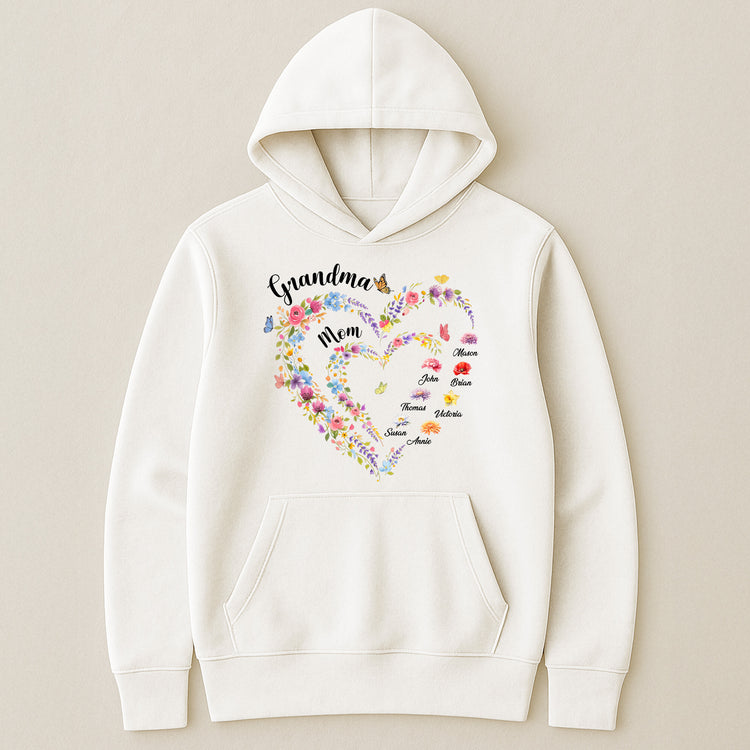 First-Mom-Now-Grandma-Heart-Flower-With-Kids'-Names-&-Birth-Flower-Personalized-Shirt-4