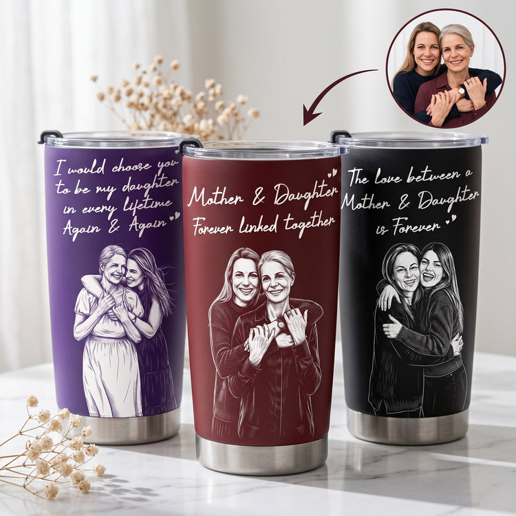 First-My-Daughter-Custom-Photo-Sketch-Line-Art-Gift-For-Her-Personalized-Tumbler-1