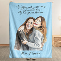 First-My-Daughter-Custom-Photo-Watercolor-Art-Gift-For-Her-Personalized-Blanket-1