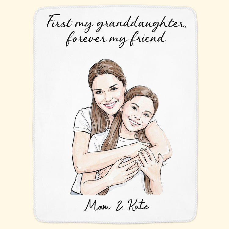 First-My-Daughter-Custom-Photo-Watercolor-Art-Gift-For-Her-Personalized-Blanket-2