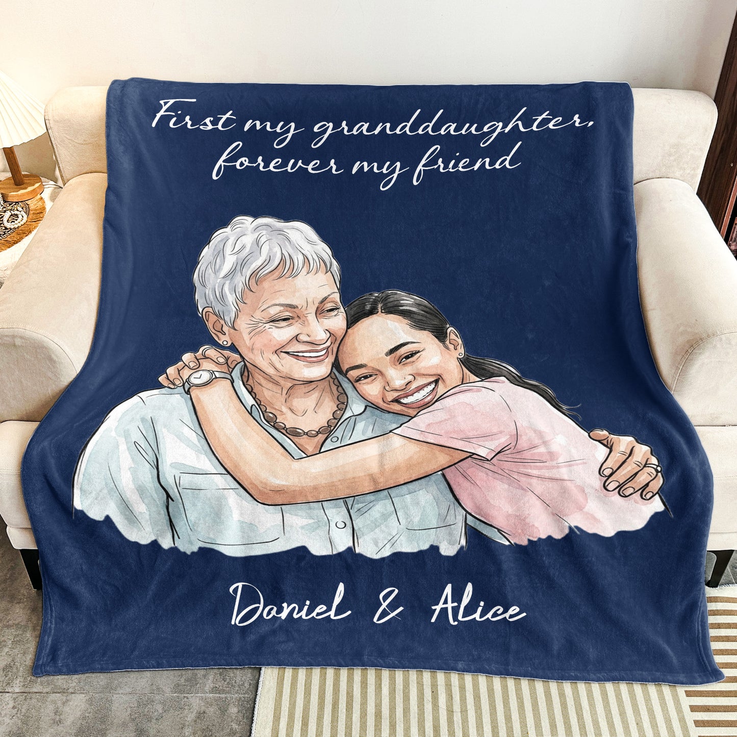 First-My-Daughter-Custom-Photo-Watercolor-Art-Gift-For-Her-Personalized-Blanket-3