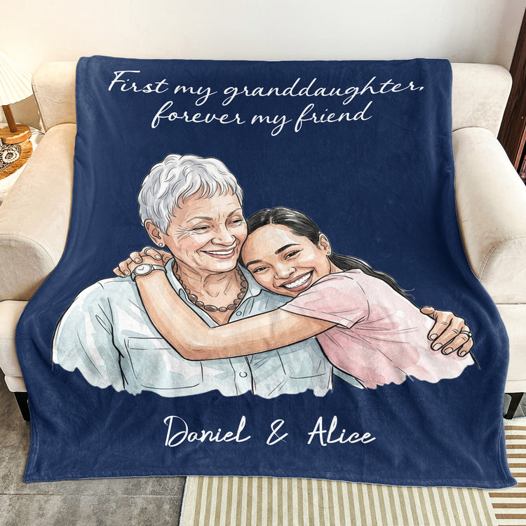 First-My-Daughter-Custom-Photo-Watercolor-Art-Gift-For-Her-Personalized-Blanket-3