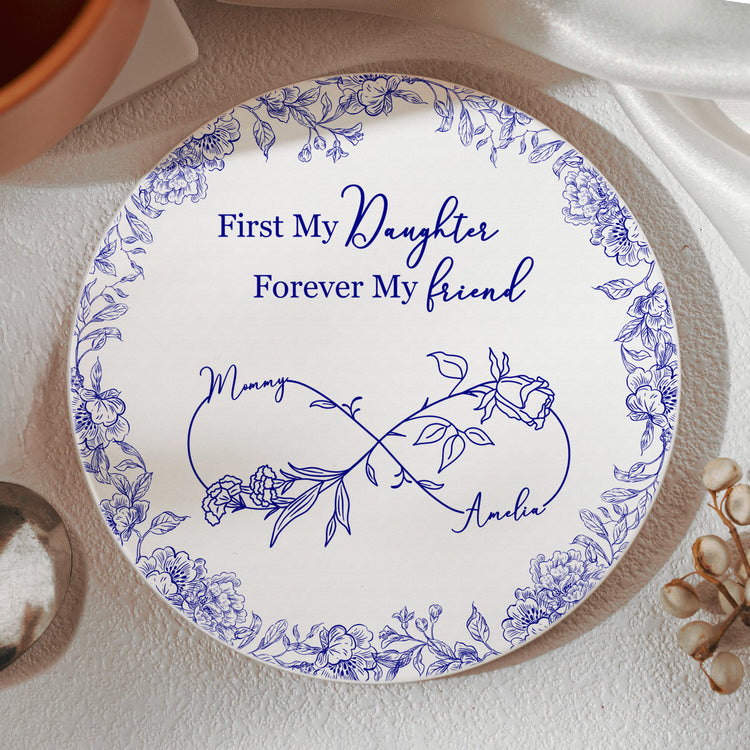 First-My-Daughter-Forever-My-Friend-Toile-De-Jouy-Birth-Flower-Personalized-Coaster-2