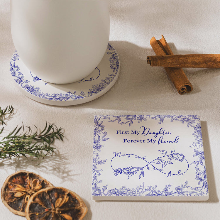 First-My-Daughter-Forever-My-Friend-Toile-De-Jouy-Birth-Flower-Personalized-Coaster-4