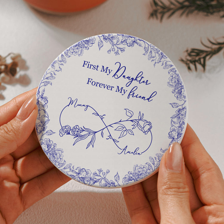 First-My-Daughter-Forever-My-Friend-Toile-De-Jouy-Birth-Flower-Personalized-Coaster-6