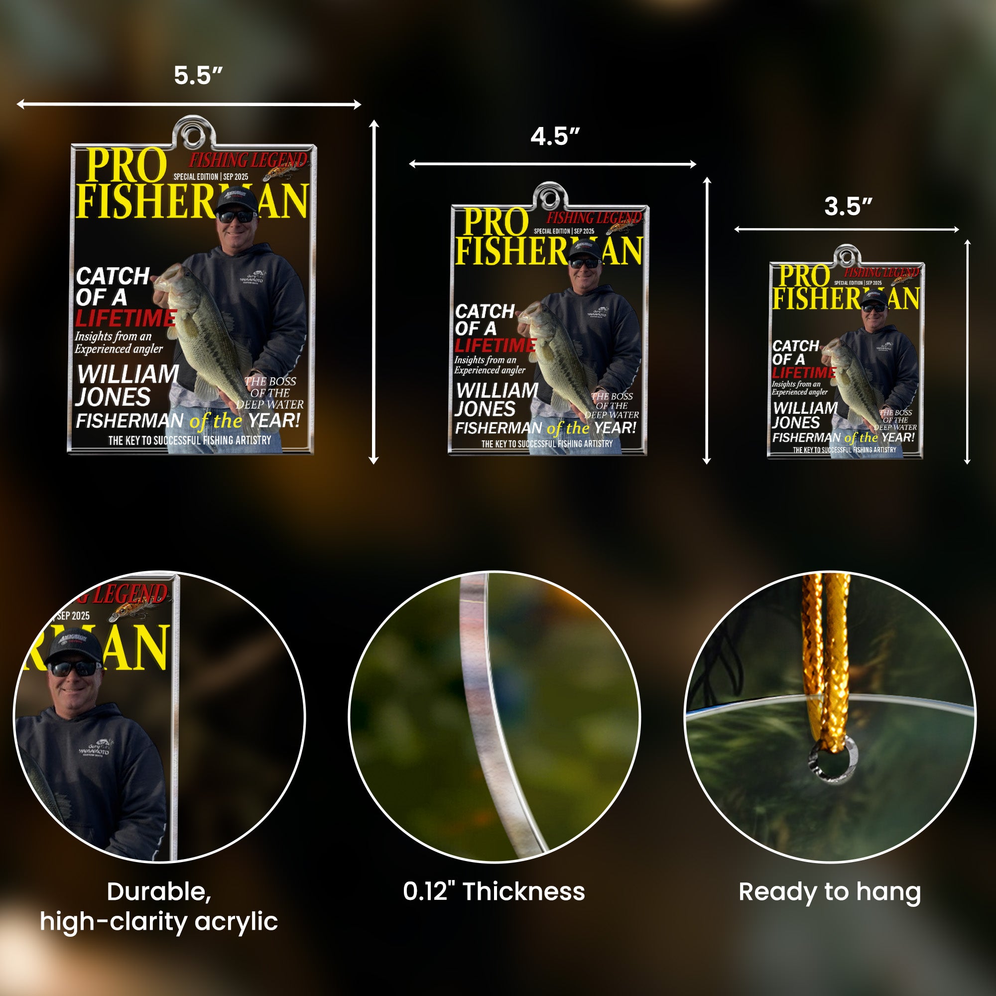 Fisherman Of The Year! - Personalized Acrylic Photo Ornament