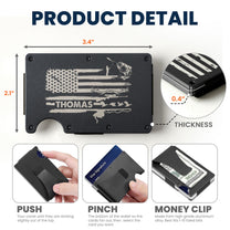 Fishing And Hunting American Flag - Personalized Metal Card Holder