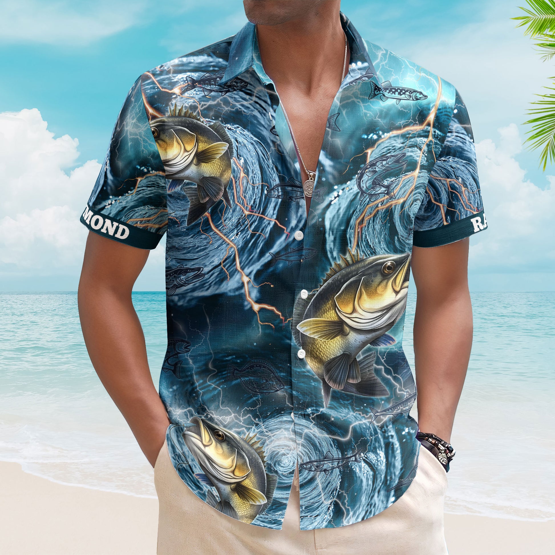 Fishing Bass Fish Types Whirlpool Ocean Aloha Shirts for Men - Custom Hawaiian Shirts