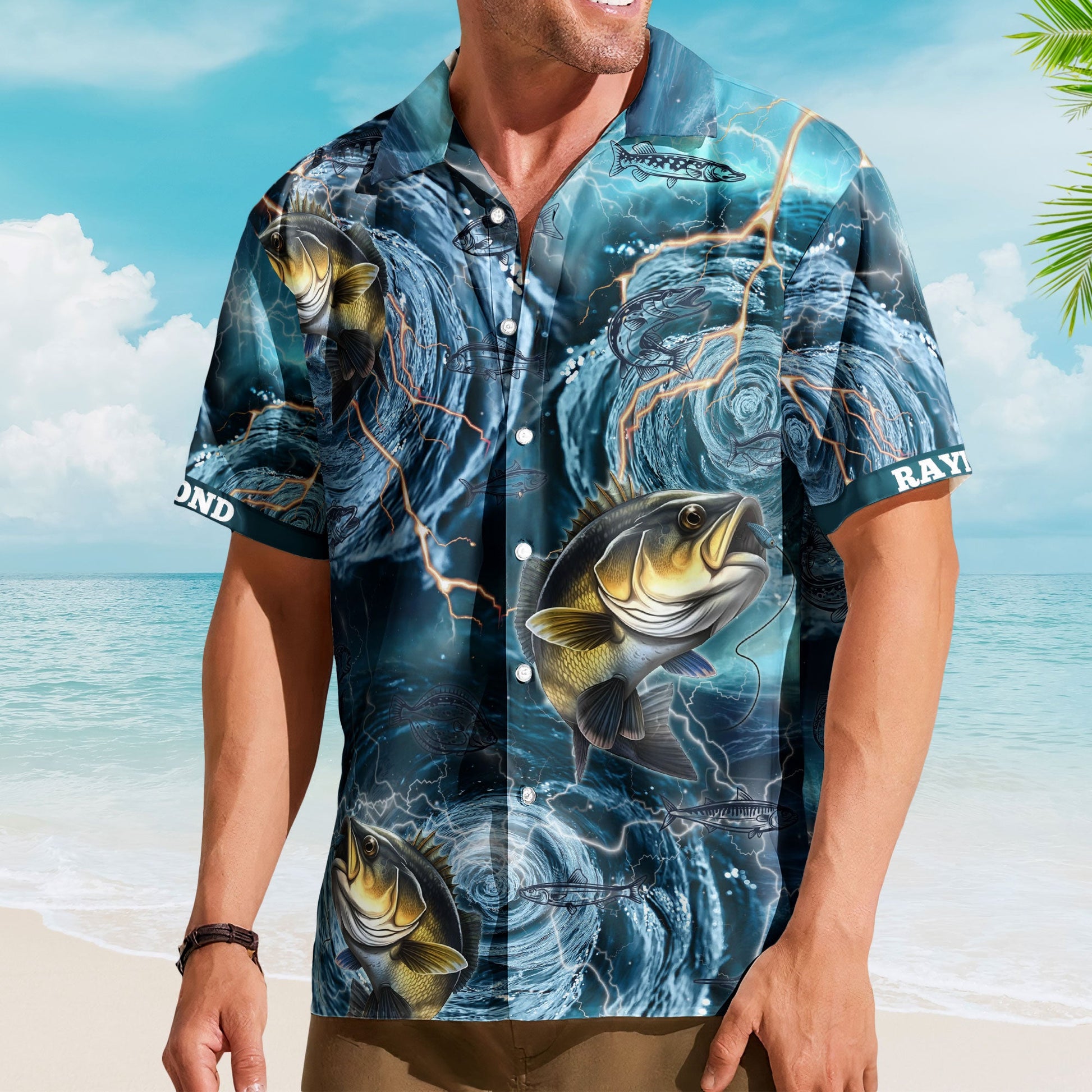 Fishing Bass Fish Types Whirlpool Ocean Aloha Shirts for Men - Custom Hawaiian Shirts