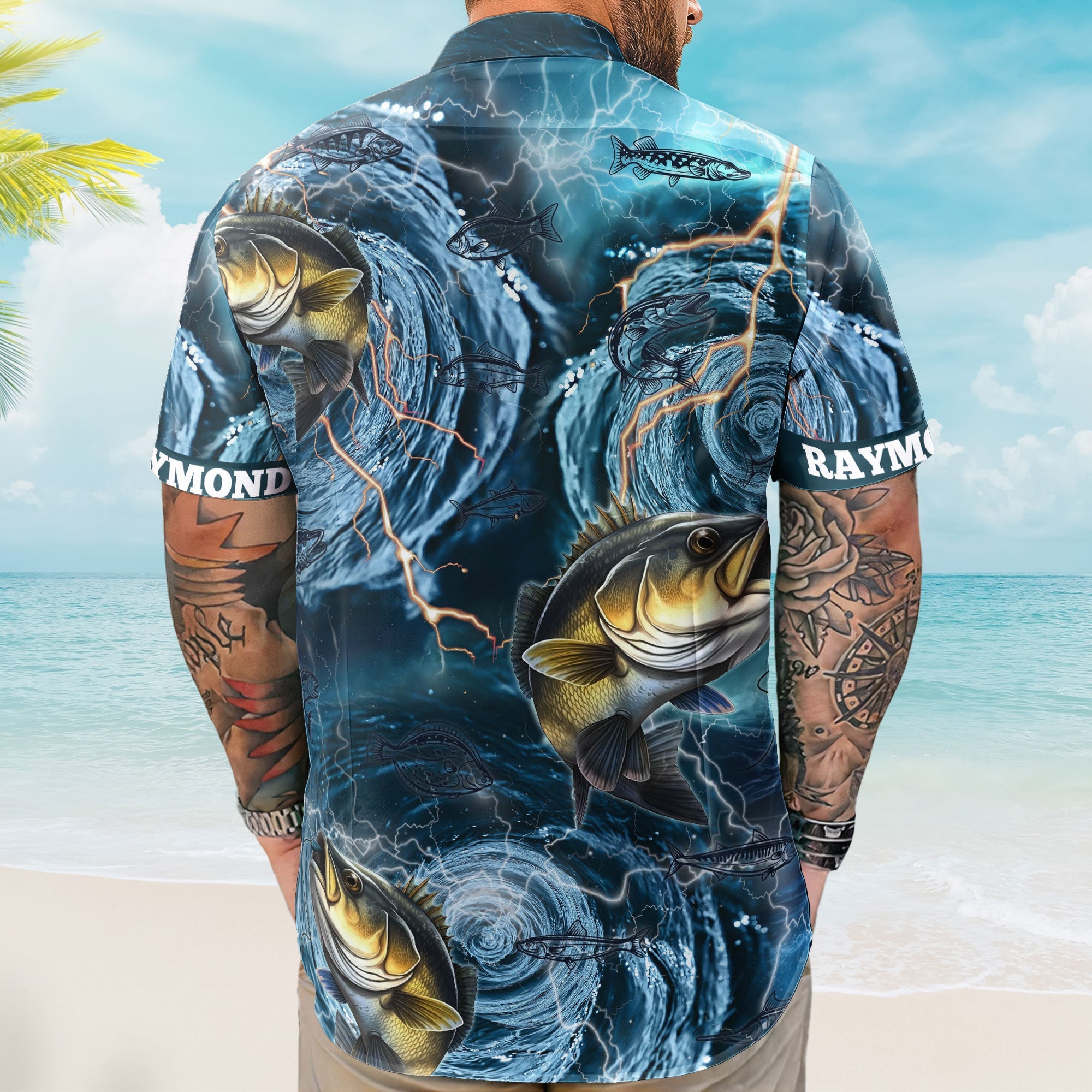 Fishing Bass Fish Types Whirlpool Ocean Aloha Shirts For Men - Custom Hawaiian Shirts