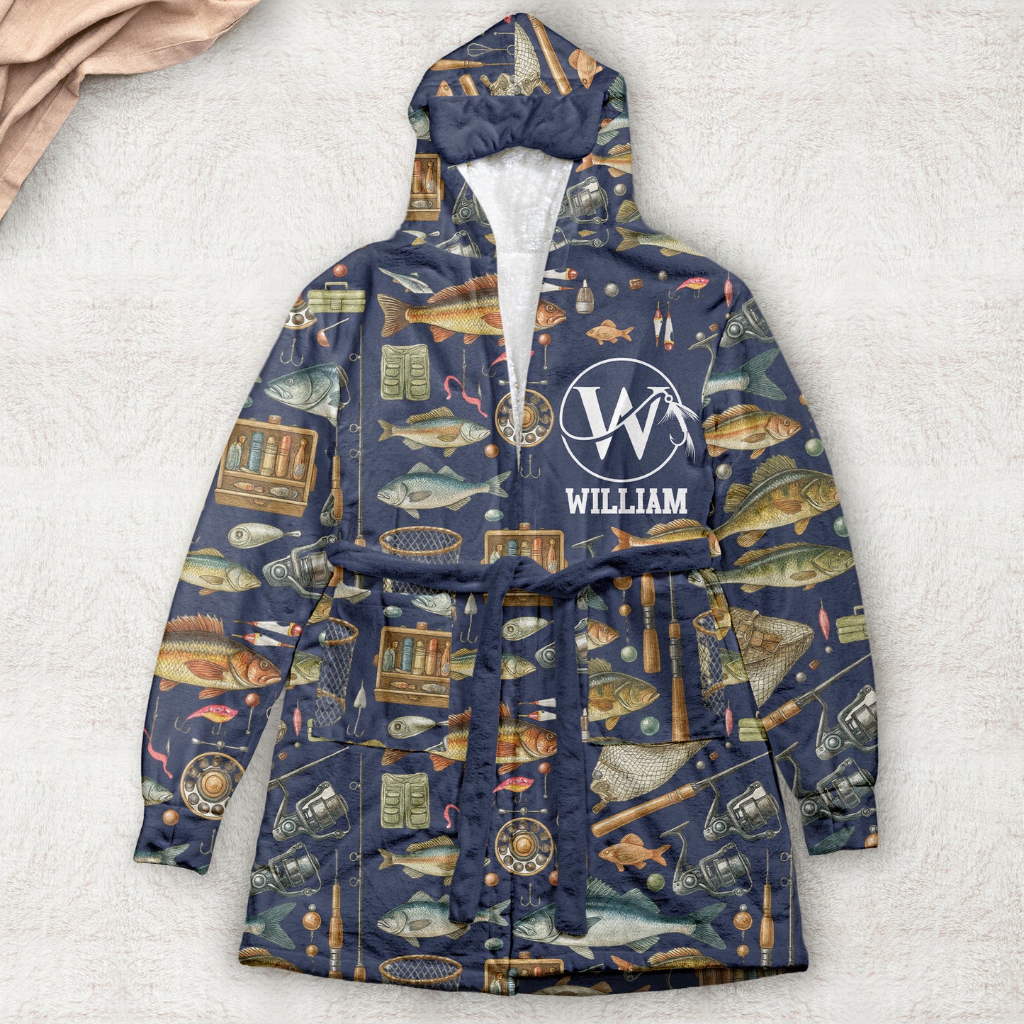 Fishing Custom Name - Personalized Hooded Robe