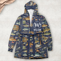 Fishing Custom Name - Personalized Hooded Robe
