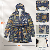Fishing Custom Name - Personalized Hooded Robe