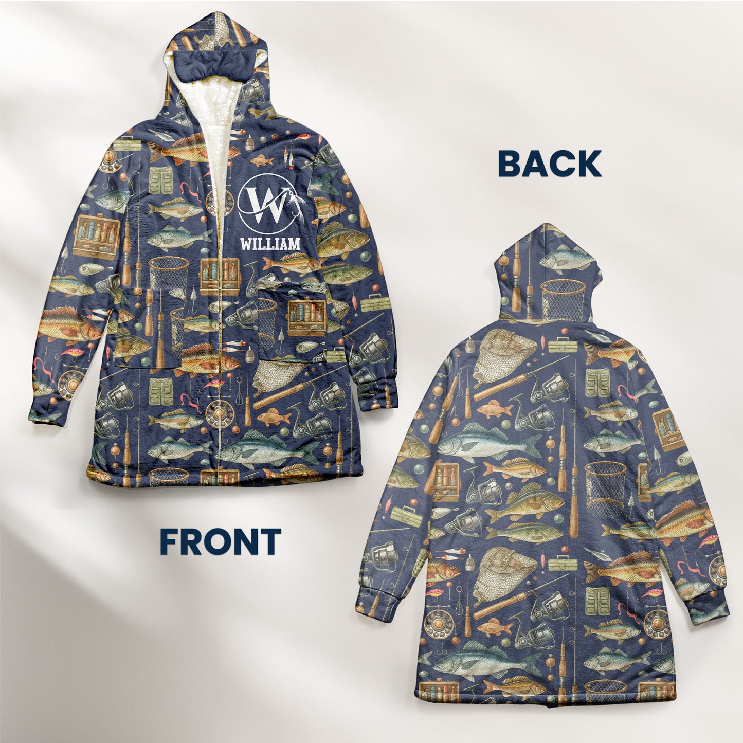 Fishing Custom Name - Personalized Hooded Robe