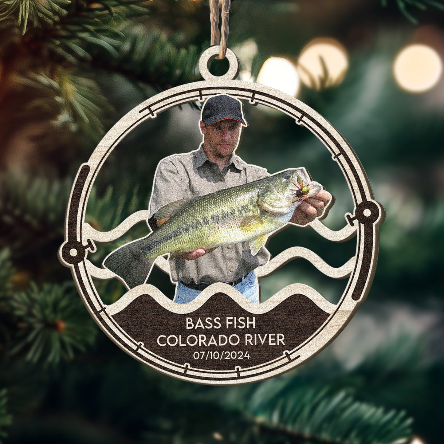 Fishing Custom Photo For Fisher, Fishing Lovers - Personalized Wooden Photo Ornament