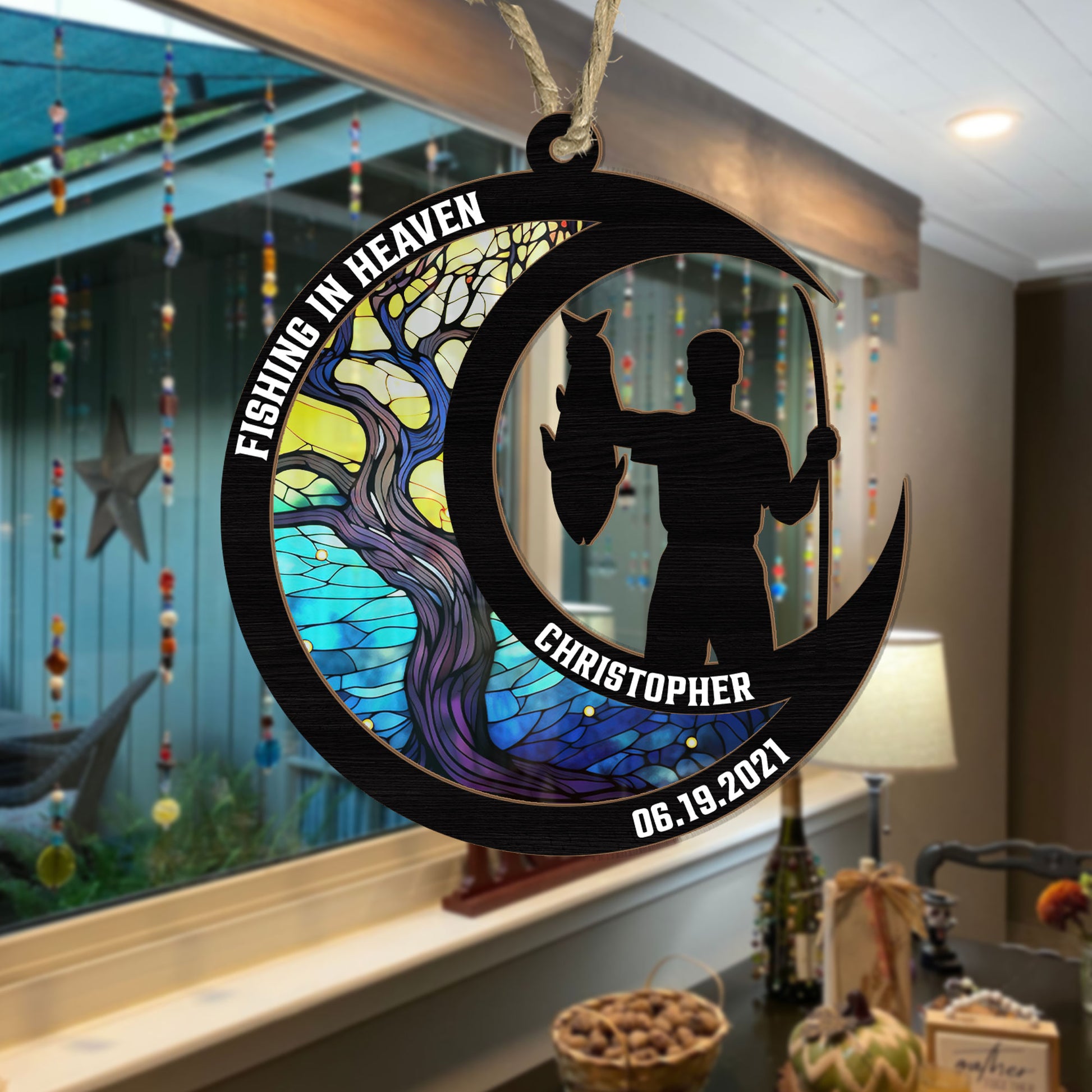 Fishing In Heaven - Personalized Suncatcher Ornament – Macorner
