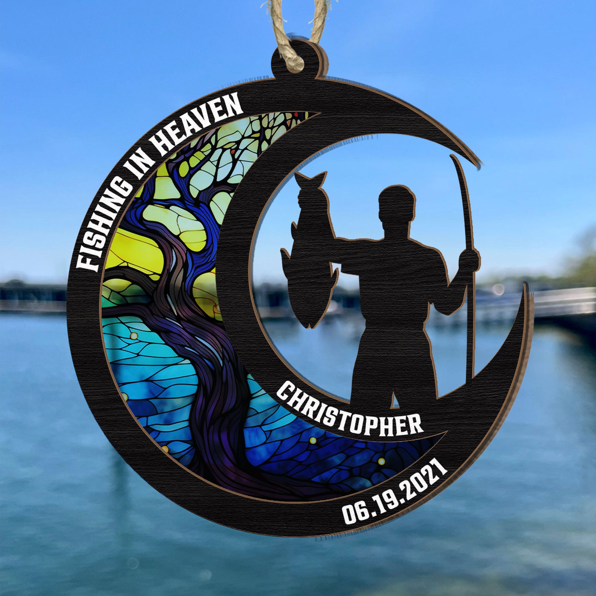 Fishing In Heaven - Personalized Suncatcher Ornament – Macorner