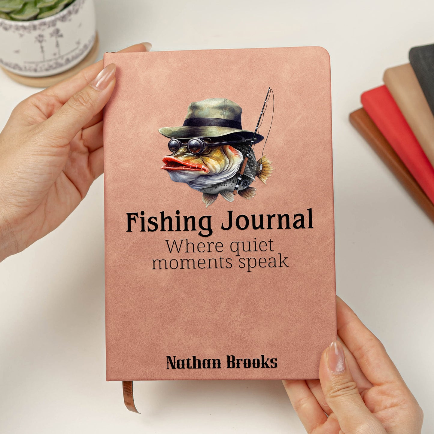 Fishing Journal For Fishing Lovers, Men, Husband, Grandpa, Dad - Personalized Hardcover Journal