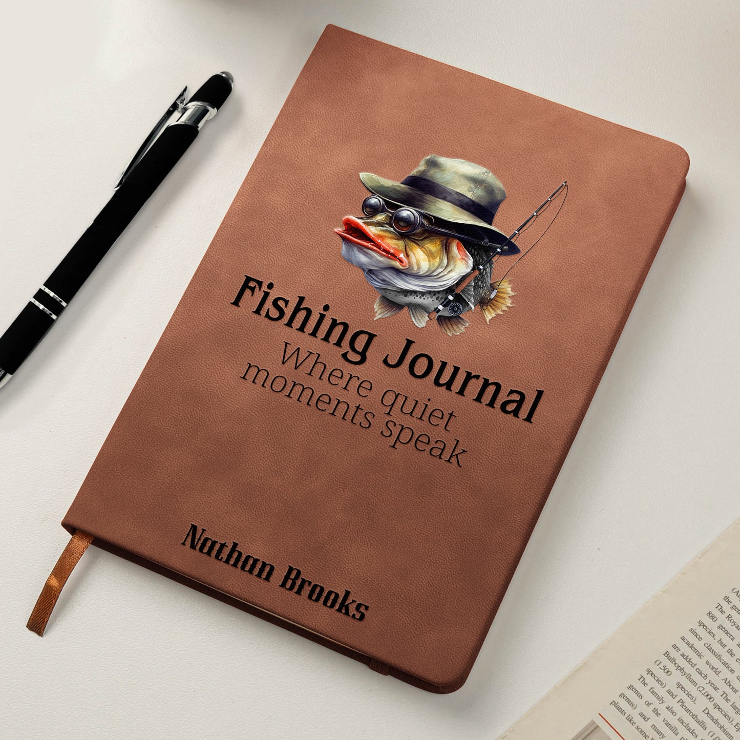 Fishing Journal For Fishing Lovers, Men, Husband, Grandpa, Dad - Personalized Hardcover Journal