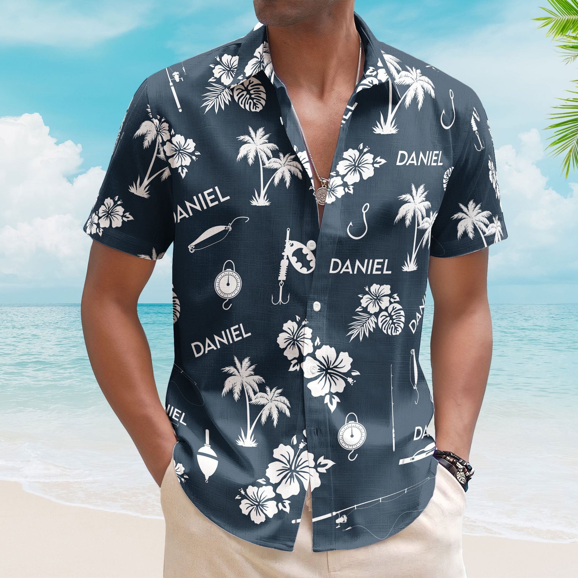 Fishing Tools Gears Custom Name Aloha Shirts for Men - Custom Hawaiian Shirts