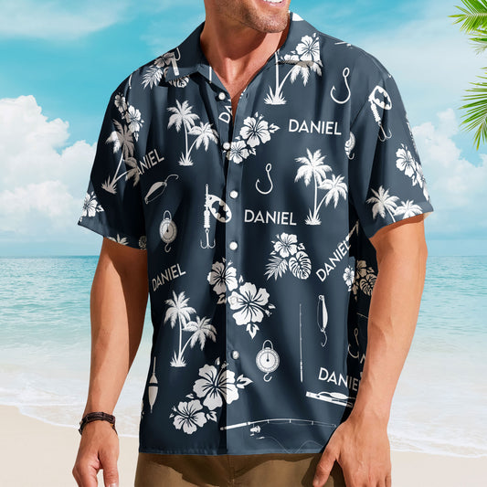 Fishing Tools Gears Custom Name Aloha Shirts For Men - Custom Hawaiian Shirts
