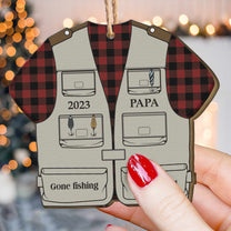 Fishing Vest - Personalized Wooden Ornament