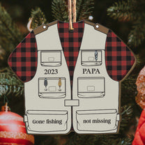 Fishing Vest - Personalized Wooden Ornament