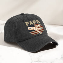 Fistbump Papa We Love You - Personalized Distressed Denim Cap