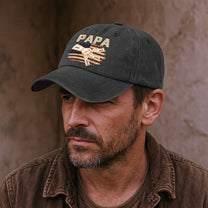 Fistbump Papa We Love You - Personalized Distressed Denim Cap