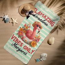 Flamazing Grandma Vibes Only - Personalized Quick-Dry Beach Towel