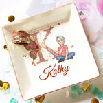 Floral Butterfly Monogram Letter - Personalized Jewelry Dish