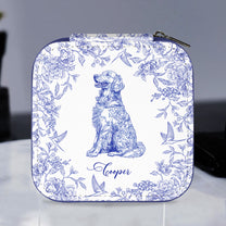 Floral Dog Custom Breeds Toile De Jouy Style Chinoiserie - Personalized Jewelry Box