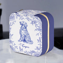 Floral Dog Custom Breeds Toile De Jouy Style Chinoiserie - Personalized Jewelry Box