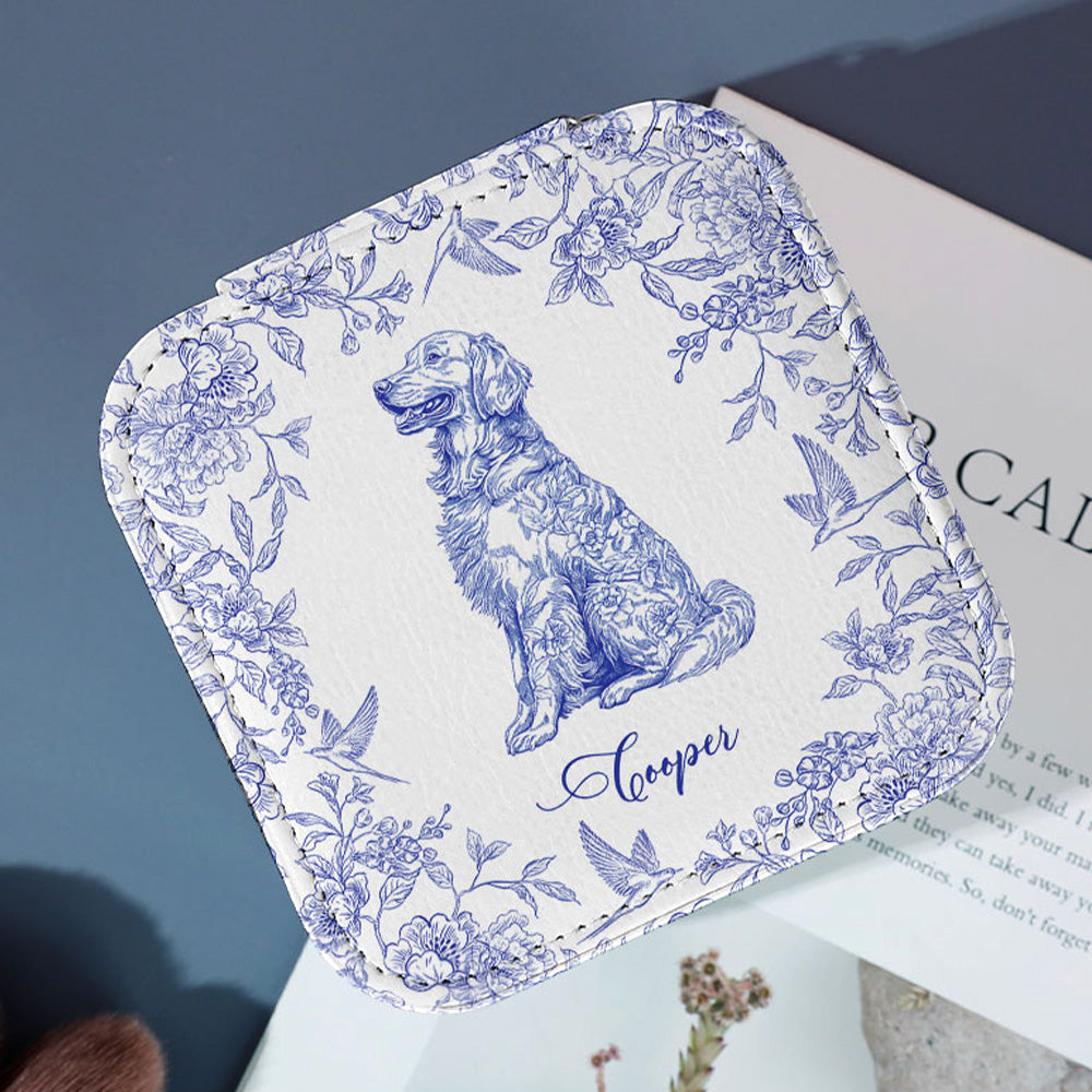 Floral Dog Custom Breeds Toile De Jouy Style Chinoiserie - Personalized Jewelry Box