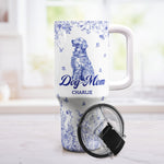 Floral Dog Mom Toile De Jouy Custom Breeds - Personalized 40oz Tumbler With Straw