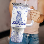 Floral Dog Mom Toile De Jouy Custom Breeds - Personalized 40oz Tumbler With Straw